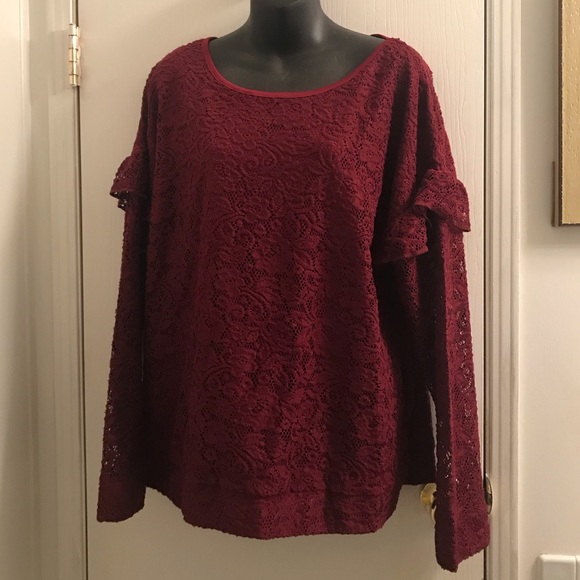 (XXL) Juicy Couture Ruffle Floral Lace Sweatshirt - Picture 1 of 5